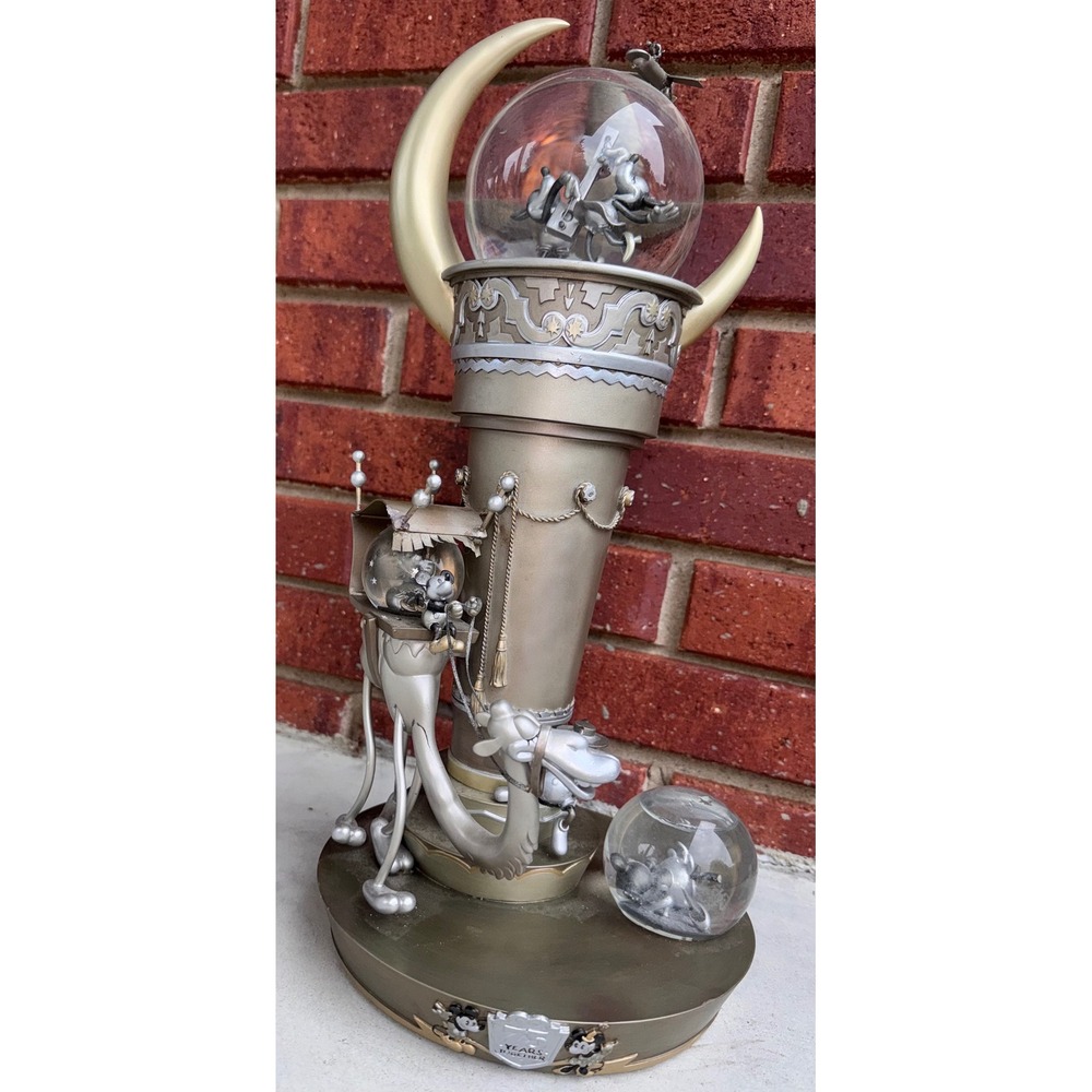 Disney 75 Years Together Mickey Minnie Mouse Snow Globe Silver Gold 16.5in